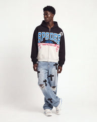 Sp5der Campers Field Zip Up Hoodie Onyx