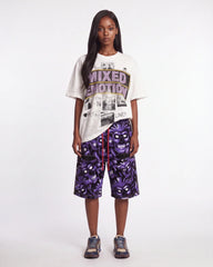 Vertabrae Purple Skull 3/4 Shorts