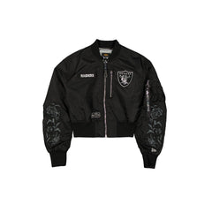 Alpha Industries x Las Vegas Raiders Black and Silver Women's Cropped L-2B Bomber Jacket