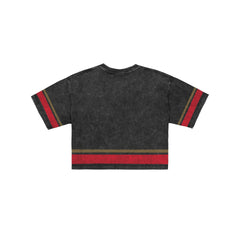 San Francisco 49ers Women's Vintage Stripe Cropped T-Shirt