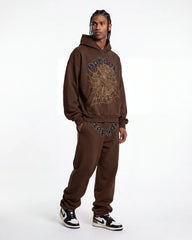 Sp5der OG Web Rhinestone Hoodie Brown