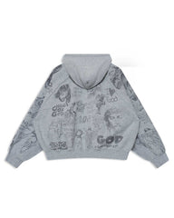 Righteous Stencil Zip Up Hoodie Grey