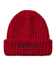 Supreme Ribbed Classic Logo Beanie Dark Red