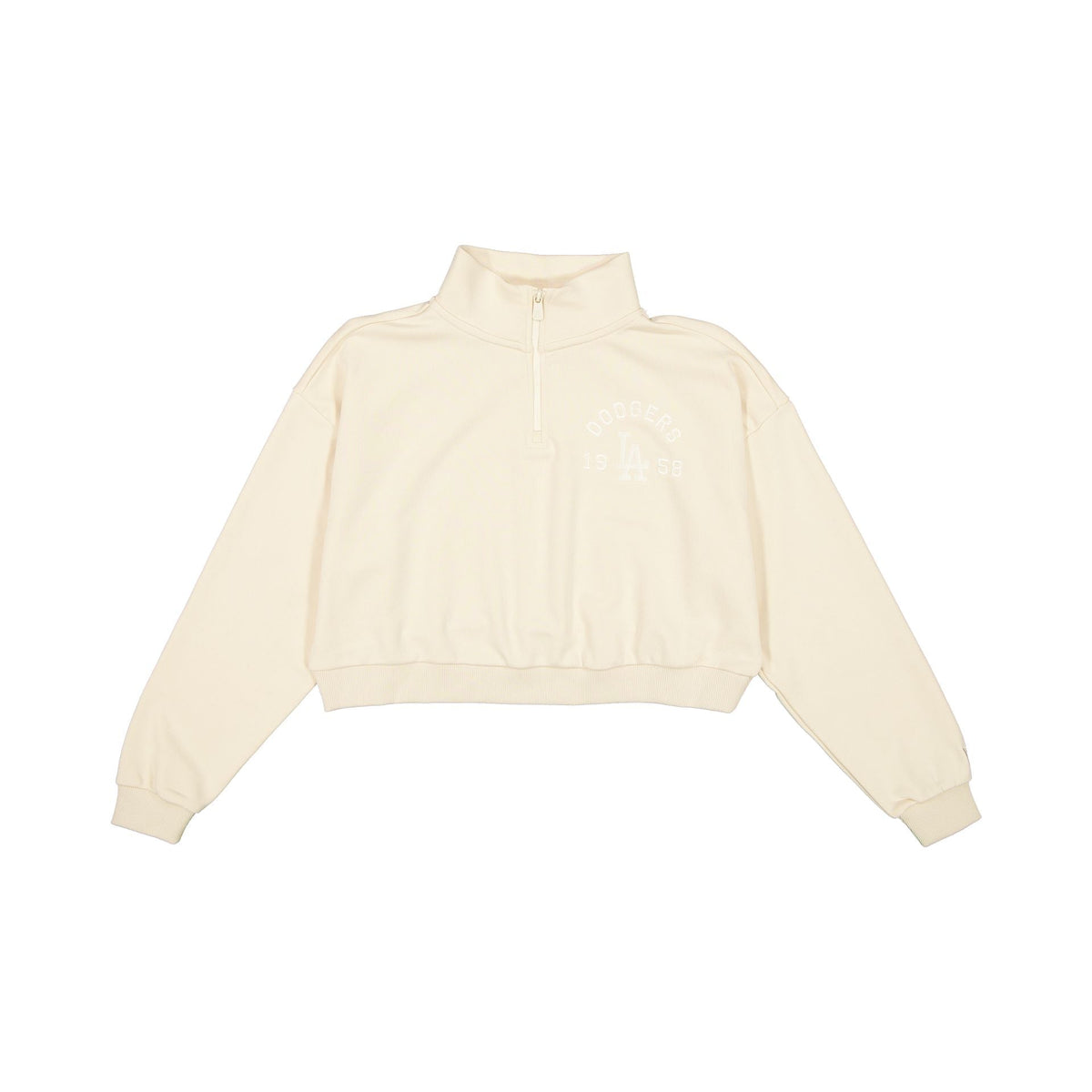 Los Angeles Dodgers Tonel Cropped Light Beige Women's Quarter Zip