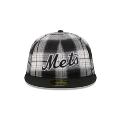 New York Mets Grunge Plaid Retro Crown 59FIFTY Fitted Hat