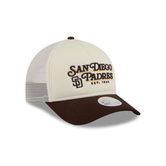 San Diego Padres Retro Chrome Women's White 9FORTY M-Crown A-Frame Trucker Hat