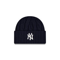 New York Yankees Short Cuff Cable Knit Navy Beanie Hat