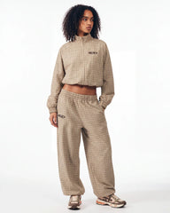 Boredom Kills Lounge Plaid Track Jacket Khaki
