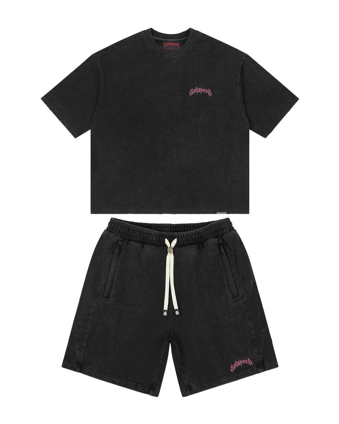 Godspeed Vital Short Set Black Wash Pink Logo